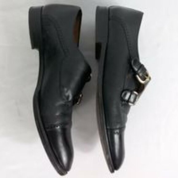 Mezlan Portifino Men Black Dbl. Monk Strap Cap Toe Dress Shoes Spain Size 9M GUC